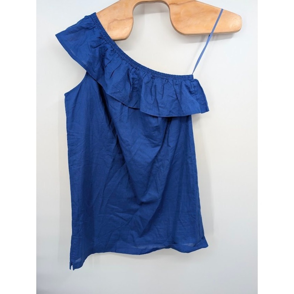 J.Crew Women's XL Blue One Shoulder Ruffle Dress NWT Sleeveless Midi
